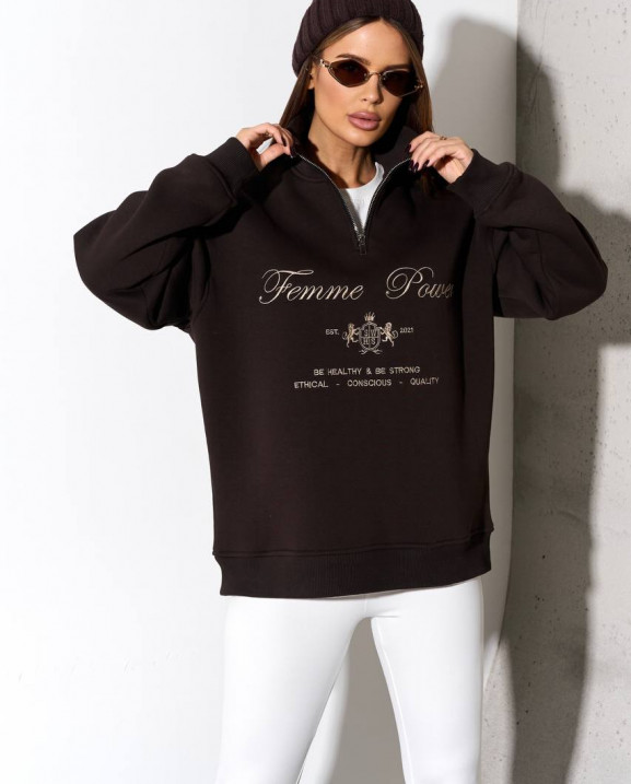 100 Світшот з короткою блискавкою утеплений з вишивкою